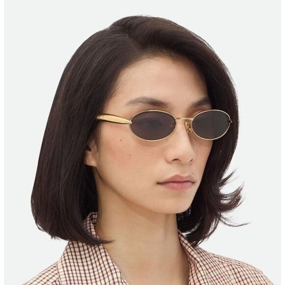 NEW BOTTEGA VENETA SUNGLASSES GOLD WOMEN OVAL EYEWEAR BOTTEGA VENETA BV1386S 006